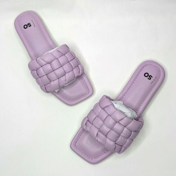 SO Gwenn Puffy Woven Slide Sandals in Lilac Purple Square Toe - Picture 1 of 5